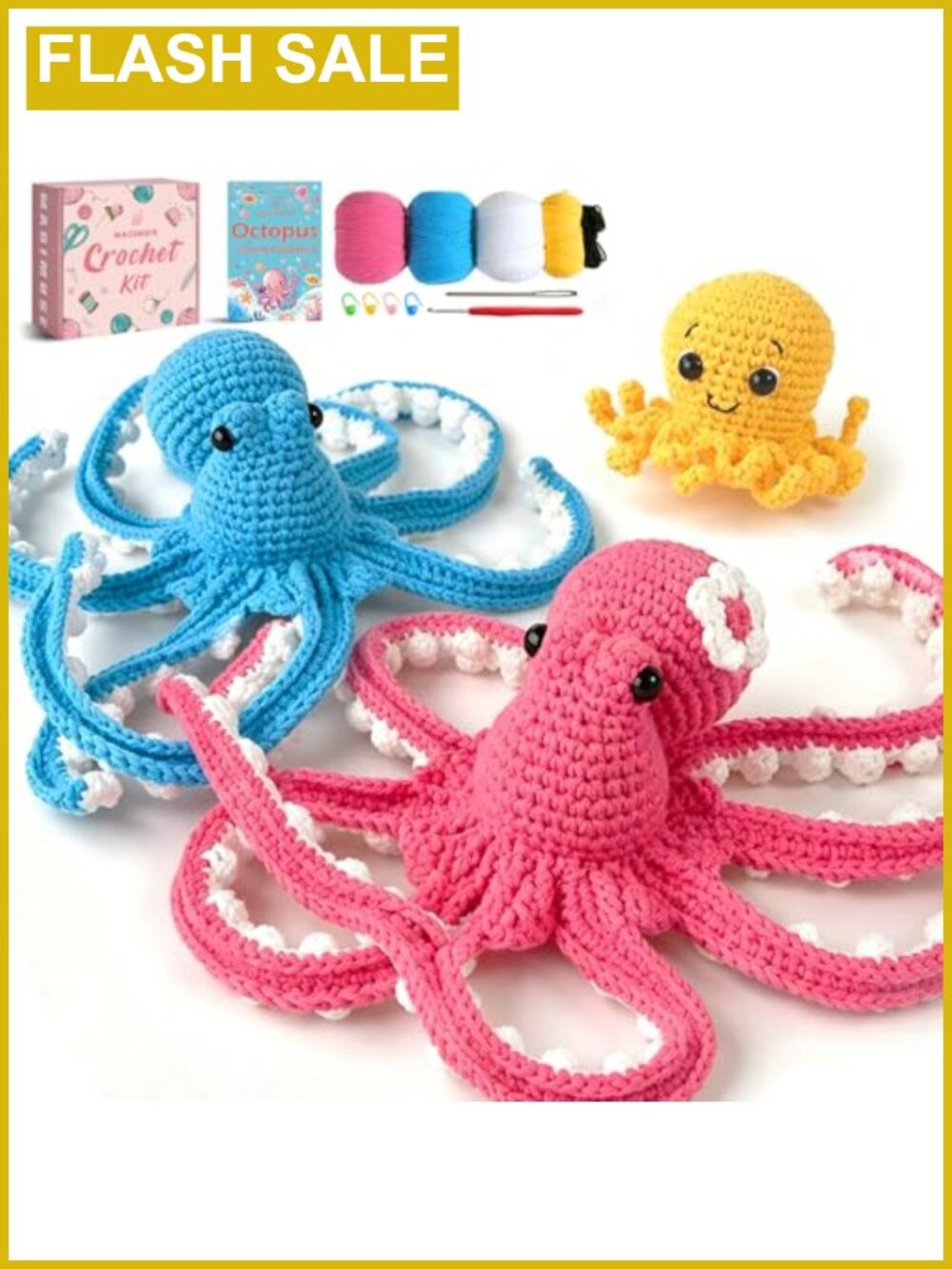 Crochet Kit for Beginners Octopus Amigurumi Craft Kit Yarn Hook